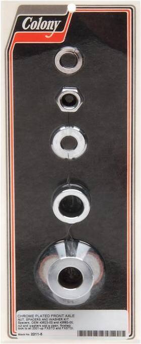 2211-5 Colony Axle Spacer/nut Kit Front Chrome #2211-5 Harley Davidson Softail