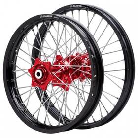80-3530rb Dubya Edge Complete Front/rear Wheel Set 1.60 X 21 / 2.15 19 Black Rim/red Hub