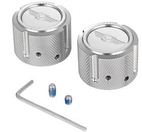 Fd01-fac-ss Figurati Designs Front Axle Nut Covers Logo Polished Harley Davidson