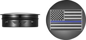 Fd71-afbl-blk Figurati Designs Swingarm Pivot Cover - Black With Blue Line Flag