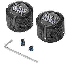 Fd71-fac-bk Figurati Designs Front Axle Nut Covers Us Flag Blue Line Black #fd71-fac-bk