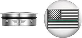 Fd72-afgl-ss Figurati Designs Swingarm Pivot Cover - Stainless Steel With Green