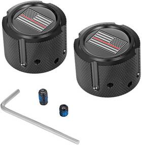Fd75-fac-bk Figurati Designs Front Axle Nut Cover Black With Red Line Flag