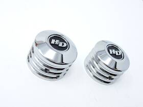 43000062 Harley-davidson Genuine Defiance Chrome Front Axle Covers Softail Dyna Xl Vrsc