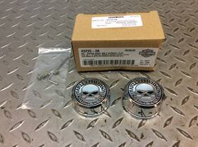 43235-08 Harley-davidson 00-07 Softail Willie G Skull Swingarm Pivot Bolt Covers