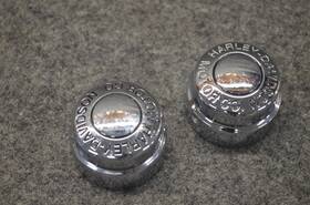 44148-07a Harley-davidson Motor Co Chrome Front Axle Nut Covers Caps