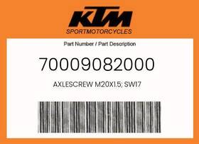 70009082000 Ktm Genuine Axlescrew M20x1.5 Sw17 -