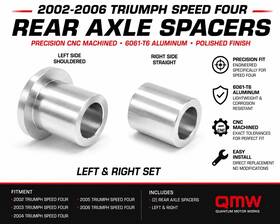 Quantum Motor Works Qmw-s4-ras1 2002-2006 Triumph Speed Four Tt600 Rear Wheel Spacer Kit Aluminum