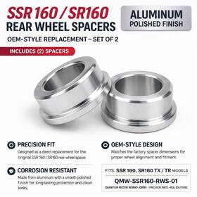 Qmw-ssr160-rws-01 Quantum Motor Works Ssr 160 Sr160 Rear Wheel Spacer Aluminum Polished Replacement Set- Custom