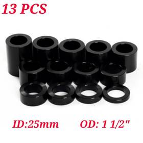 Hd-was-25-bla-fb0617 Tarazon Wheel Axle Spacers Id 25mm Od 1 1/2 Inch For Harley Dyna Low Rider Sportster Xl 883