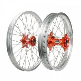 1447520045 Tusk Impact Complete Front And Rear Wheel 1.60 X 21 / 2.15 18 Silver