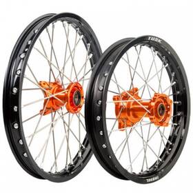 1447520083 Tusk Impact Complete Front And Rear Wheel 1.40 X 17 / 1.60 14 Black Rim/silver