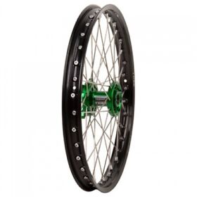 01-kfn16021-gr Tusk Impact Complete Wheel Front 21 X 1.60 Black Rim Silver Spoke Green Hub