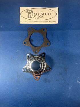 V Twin Vt44-0527 Harley Chrome Star Hub Thrust Bearing Cover With Gasket Hd #43566-35a