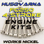 Works Nickel Engine Bolt Kit For Husqvarna FC250 Plated W/titanium Look. Fixed Price $39.99.