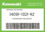 Kawasaki Genuine Cover,front Axle,white 14091-1321-RZ. Fixed Price $15.14.