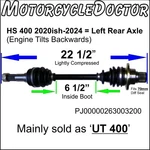 Axle,rear Left,ut 400,CV AXLE,HISUN,UT400,UT 400,COLEMAN,2019ISH-2025,70MM Size. Fixed Price $218.00.
