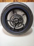 09-12 Triumph Daytona 675 Rear Back Wheel Rim Tire Pilot Oem STR8 Rotor Cmplt. Fixed Price $249.00.