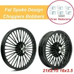 21X2.15 16X3.5 Fat Spoke Wheels Rims Black For Harley Dyna Street Bob Low Rider. Fixed Price $589.99.