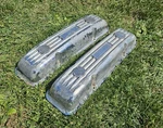 Pair Vintage Cast Finned Chrome Sbc Valve Covers 1959-UP Small Block Chevy. Fixed Price $149.00.