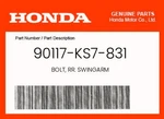 Honda Genuine Bolt, Rr. Swingarm 90117-KS7-831. Fixed Price $52.96.
