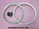 Kawasaki KX125 G1 1989 Front+ Rear Aluminium Silver Wheel Rim Set *NAN4335*. Fixed Price $173.75.