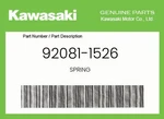 Kawasaki Genuine Spring 92081-1526. Fixed Price $11.49.
