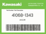 Kawasaki Genuine Axle,rr 41068-1343. Fixed Price $100.52.