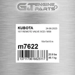 M7622 1ST Remote Valve Scd / M56 Fits Kubota (surplus Open Box). Fixed Price $1181.59.